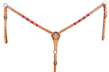 Red Rawhide Horse  Western leather Breast Collar Tan